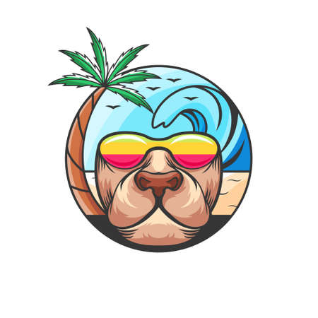 Summer with dog face design vectorのイラスト素材