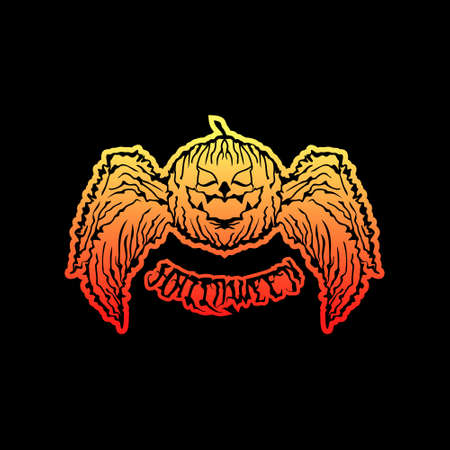 Halloween pumpkin with wings design vectorのイラスト素材
