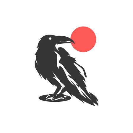 Raven logo animal silhouette design vectorのイラスト素材