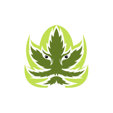 Weed face logo design vectorのイラスト素材