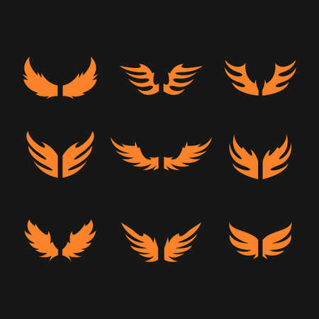 Set wings logo design vectorのイラスト素材