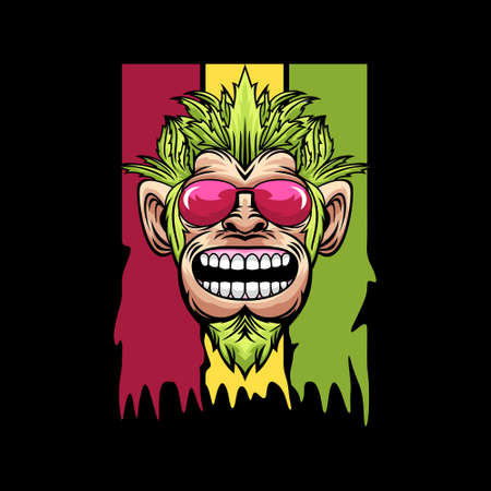 Character monkey with cannabis concept design vectorのイラスト素材