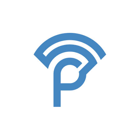 P letter with wireless concept design vectorのイラスト素材