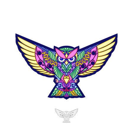 Owl with colorful design vector templateのイラスト素材