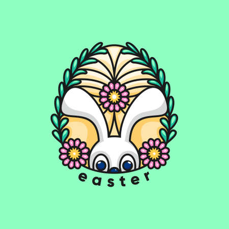 Easter egg with rabbit face design vectorのイラスト素材