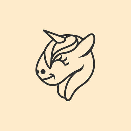 Animal unicorn with line art style design vectorのイラスト素材