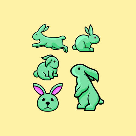 Set bundle animal rabbit design vectorのイラスト素材