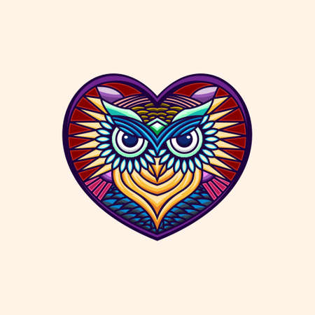 Owl face with heart concept animal design  vectorのイラスト素材