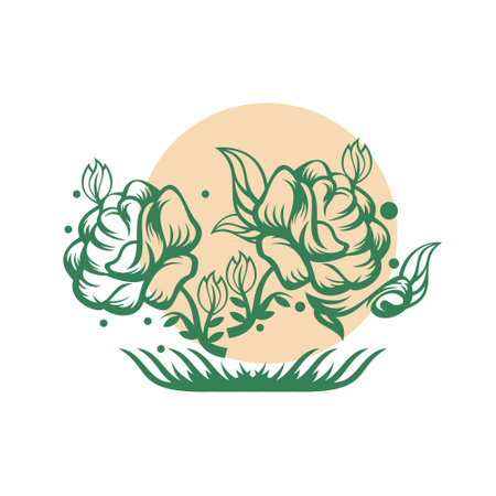 Flower line art logo design vectorのイラスト素材