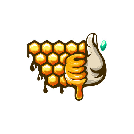 Illustration honey with hand design vector templateのイラスト素材