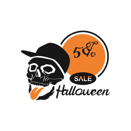 Halloween sale with skull design vectorのイラスト素材