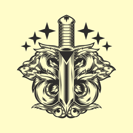 Silhouette sword with snake design vectorのイラスト素材