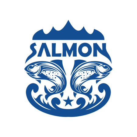 Silhouette salmon fish logo design vectorのイラスト素材