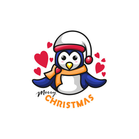 Penguin with merry christmas designのイラスト素材