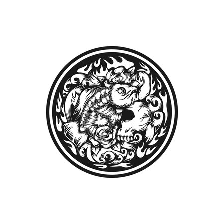 Sillhouette pisces with nature concept designのイラスト素材