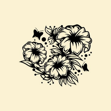 Hand drawn flowerのイラスト素材