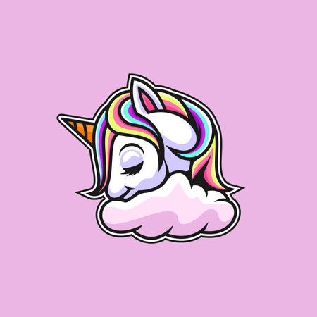 Beautiful unicorn on clouds design vectorのイラスト素材