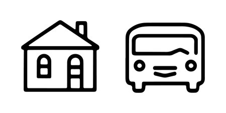 Bus icon. With outline and glyph style, outline and filled vector sign.のイラスト素材