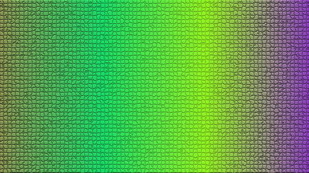 An abstract background featuring a gradient effect with colors shifting from deep green to bright lime and ending with purple The image showcases a pixelated or mosaiclike texture adding depth and visual interest The color transition is smooth and eyecatching making it ideal as a wallpaper background or creative design element for projects requiring modern and dynamic visuals The textured surface with subtle variations enhances the overall aesthetic making it suitable for various digital media applicationsの写真素材