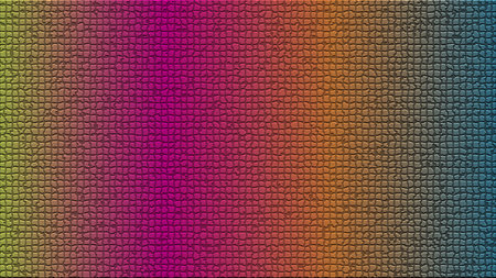 A vibrant and textured background featuring a mosaic tile pattern with a gradient effect The color spectrum transitions smoothly from shades of green and yellow to pink and purple then to orange and finally blue gray This modern design is suitable for graphic design elements website backgrounds or creative projects The image has a slightly rough texture simulating the look of natural stone or handmade tiles adding a unique artistic touch This gradient tile pattern creates a visually appealing backdrop that can enhance various digital and print applicationsの写真素材