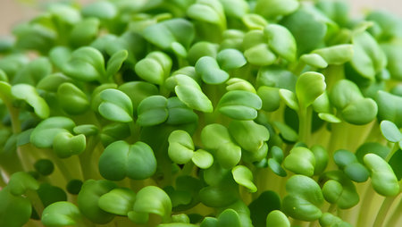 Microgreens of cress, close-up, selective focusの素材
