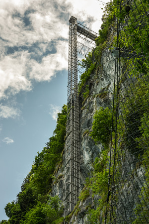 Hammetschwand Elevator near Luzern, the highest exterior elevator in Europeの写真素材