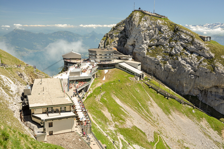 LUZERN, SWITZERLAND - JUNE 2017 - Tourist paradise at top of Mount Pilatus near Luzernのeditorial素材