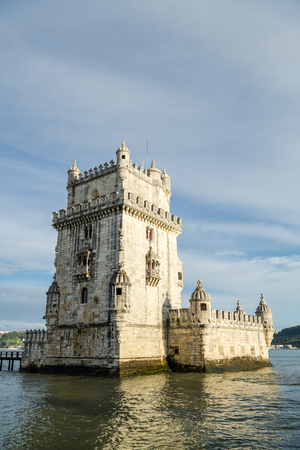 Tower of Belem in Lisbon, Portugal during evening hoursのeditorial素材