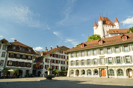 Thun, Switzerland - June 16, 2018: Townhall square in Thun, Switzerland during June 2018のeditorial素材