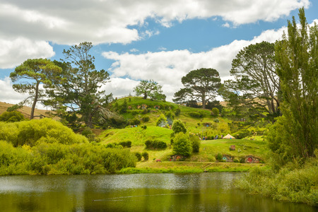 Matamata, New Zealand - February 11, 2015: Tourists visiting Hobbiton Movie Set in New Zealand during February 2015のeditorial素材
