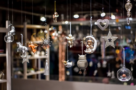 Typical christmas merchandise consisting of many small figuresの写真素材