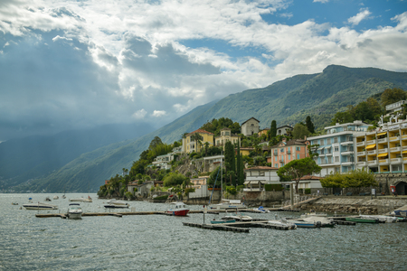 Ascona, Switzerland - September 2, 2018: Nice view on Ascona in Switzerland during summer day in 2018のeditorial素材