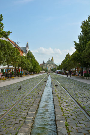 Kosice, Slovakia - August 13, 2019: Life on Main street in Kosice, Slovakia during hot August 2014