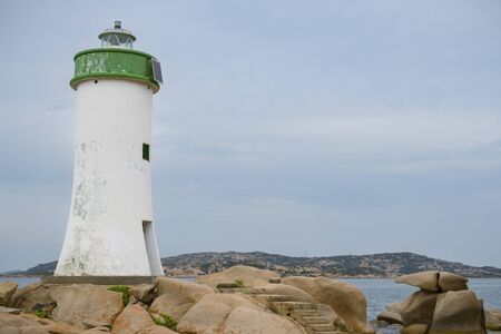Detailed look on small lighthouse in Palau on Sardinia, Italyの写真素材