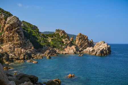 Beautiful coast along Costa Paradiso on Sardinia, Italyの写真素材