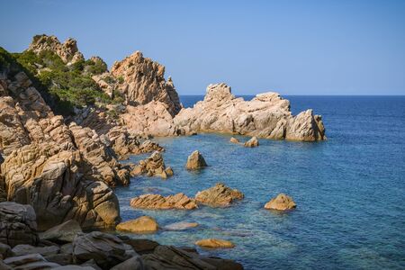 Rocky coast near Costa Paradiso on Sardinia island in Italyの写真素材