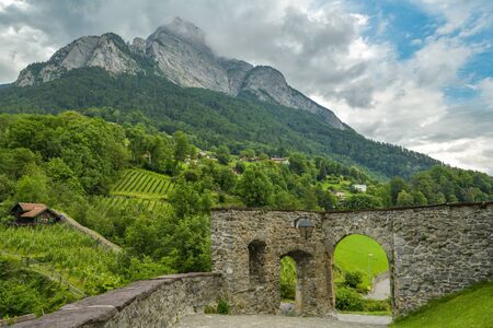 Majestic Peak Gonzen above the Sargans in canton of Sankt Gallen in Switzerlandの写真素材