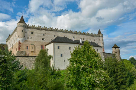 Zvolen, Slovakia - August 16, 2014: Zvolen Castle, medieval castle located on a hill near the center of Zvolen, Slovakia during sunny day in summer 2014のeditorial素材