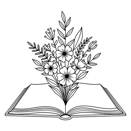 Floral Bouquet Growing from Open Bookのイラスト素材