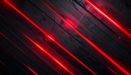 Abstract red glowing lines on black background. Technology concept. 3D Renderingの素材