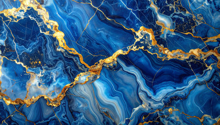 Blue and gold marble texture background with high resolution. Abstract pattern and texture for design.の素材