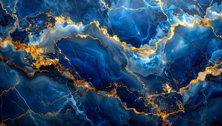 Marble patterned background. Abstract texture for design. Gold and blueの素材