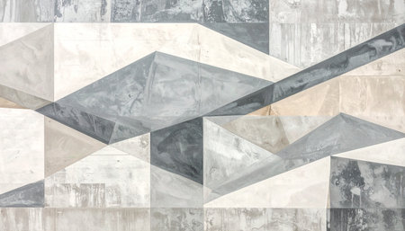 abstract background of gray and white geometric shapes on a concrete wallの素材