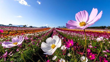 Cosmos flower field at Chiangmai province, Thailand.の素材
