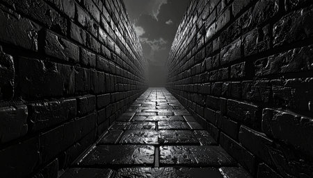 Black and white brick wall background. 3d rendering. Computer digital drawing.の素材