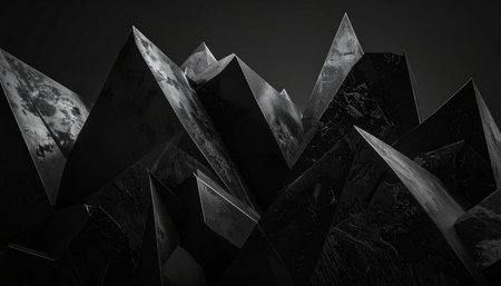 3d rendering of abstract geometric shapes in dark space. Futuristic background design.の素材