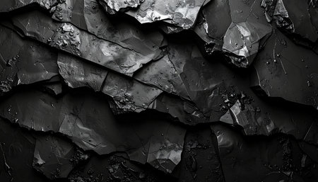 Black cracked paint on a wall. Abstract background and texture for design.の素材