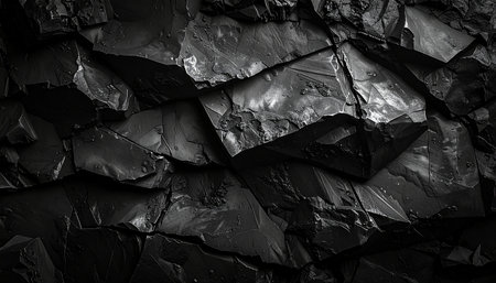 Black cracked wall. Black and white background. 3d rendering.の素材