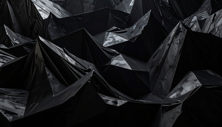 Abstract 3d rendering of chaotic polygonal shape. Futuristic background design.の素材