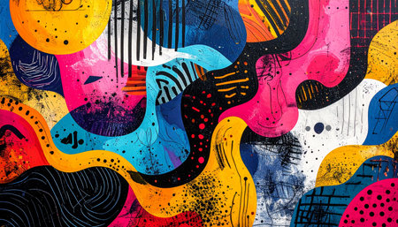 abstract color design art illustration in graffiti style with elements of urban modern styleの素材